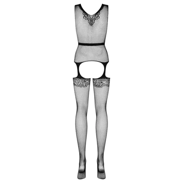 Obsessive - conjunto de red estampado con lazo de satén - negro S-L