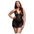 BACI Talla Grande - babydoll de encaje negro con cuello halter (XL-XXL)