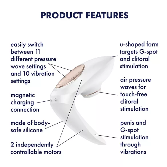 Satisfyer Pro 4 Couples - vibrador para parejas con succión recargable - blanco