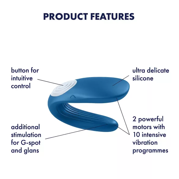 Satisfyer Double Whale - vibrador para parejas de 2 motores (azul)