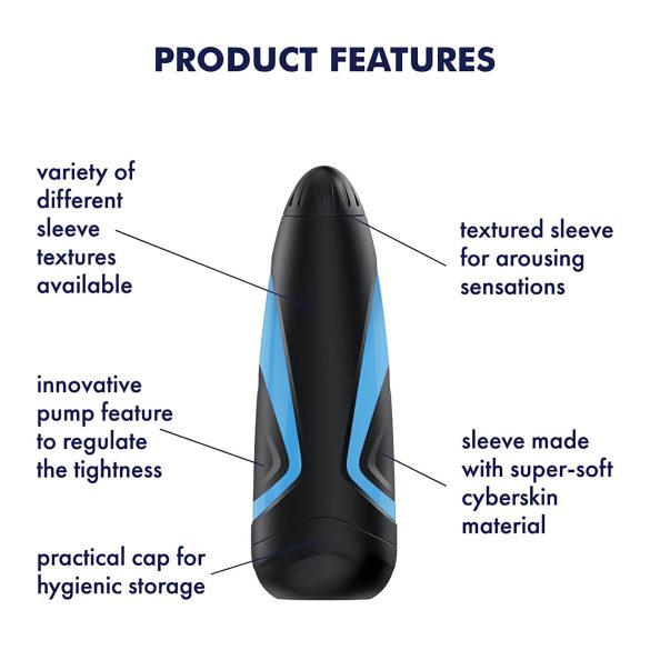 Satisfyer Men One - masturbador con succión - silicona azul negro