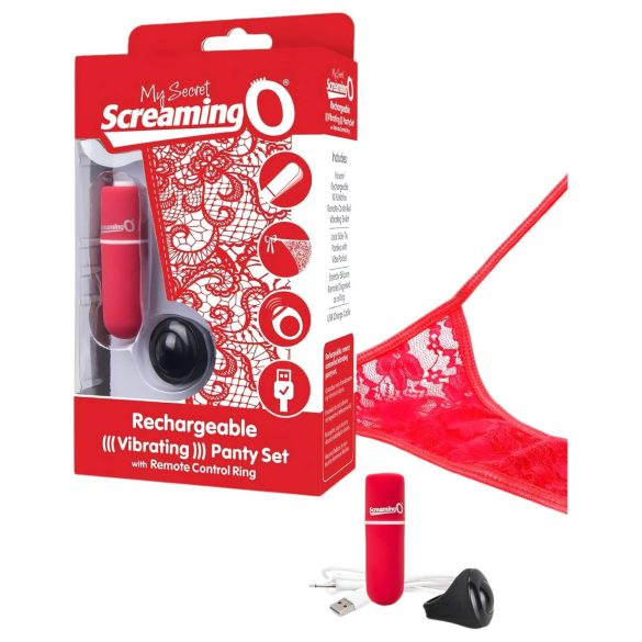 Set de Tanga Vibradora Screaming O - rojo (S-L)
