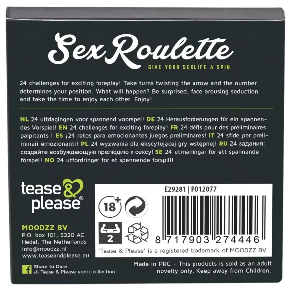 tease & please - Sex Roulette Foreplay - Juego de mesa de ruleta sexual para parejas