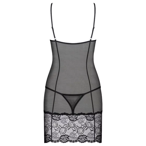 Obsessive - camisón de encaje con tanga - negro