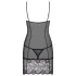 Obsessive - camisón de encaje con tanga - negro