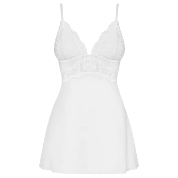 Obsessive - babydoll y tanga de encaje - blanco