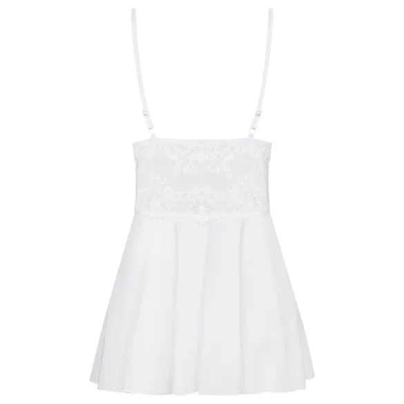 Obsessive - babydoll y tanga de encaje - blanco