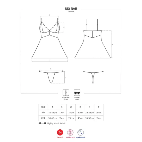 Obsessive - babydoll y tanga de encaje - blanco