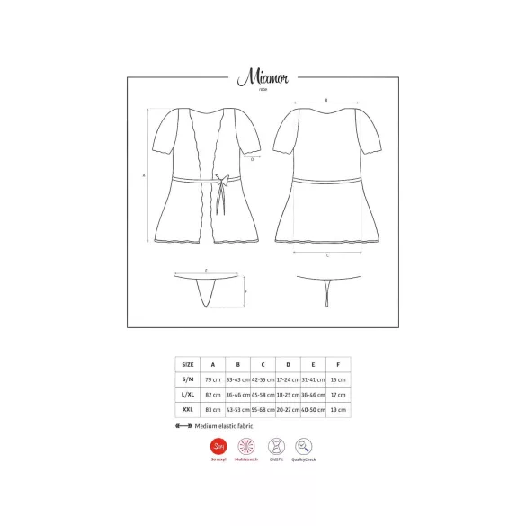 Bata Miamor Obsessive con Mangas de Encaje y Tanga (Negro) - L/XL