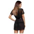 Obsessive - bata sexy de encaje con tanga - negro - L/XL