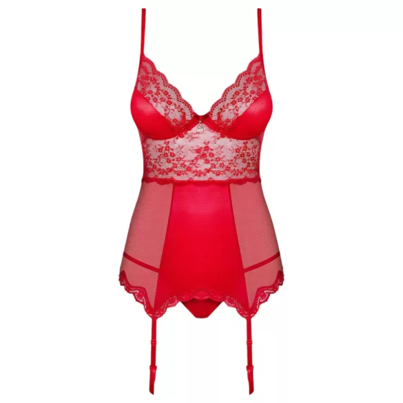 Obsessive Lovica - conjunto lencería con liguero y tanga - encaje rojo