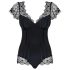 Body Obsessive Moketta - encaje con volantes y rayas (negro) - L/XL