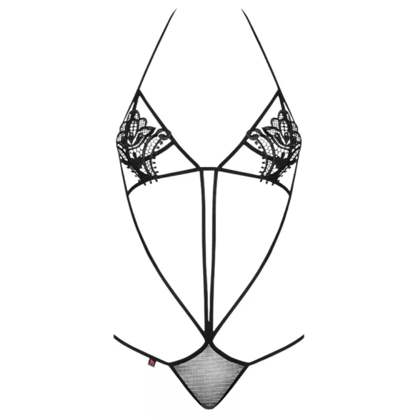 Obsessive Luiza - body con tirantes y encaje tulipán - negro (S/M)