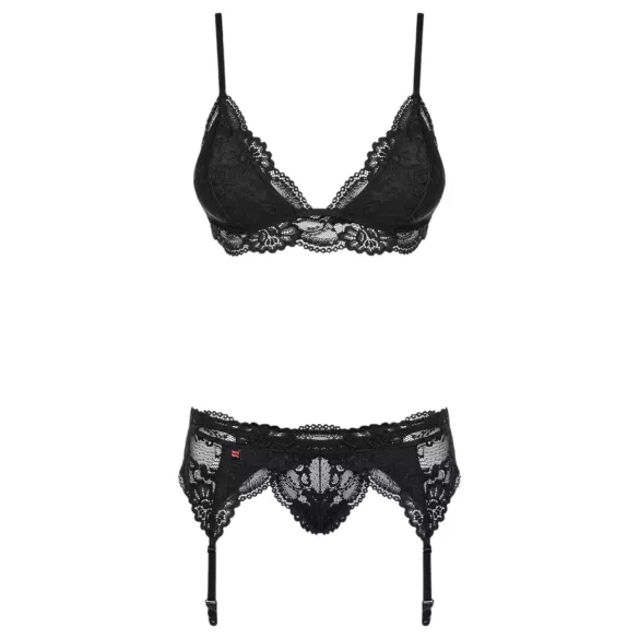 Obsessive - conjunto de lencería de encaje - negro