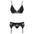 Conjunto de lencería de encaje Obsessive 810-SEG-1 (negro)