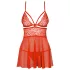 Obsessive - babydoll sexy de encaje con tanga - rojo