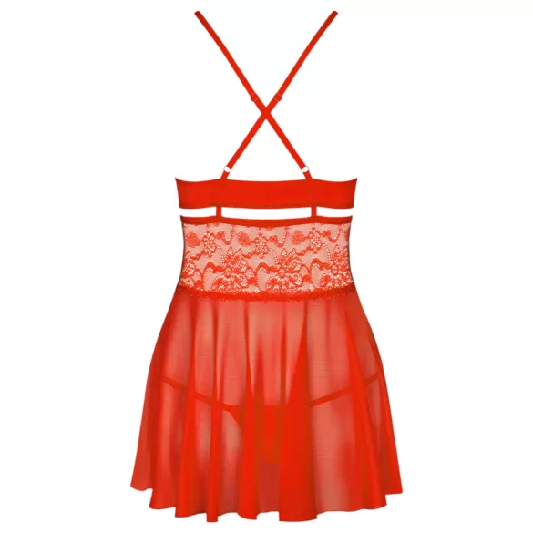 Obsessive - babydoll sexy de encaje con tanga - rojo - L/XL