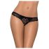 Obsessive Miamor - Tanga de Encaje Abierto con Detalles de Piedras (Negro) - L/XL