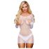 Lapdance Center Stage - minivestido de red con mangas largas (blanco) - S-L