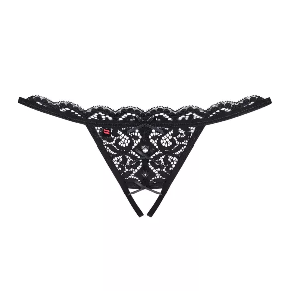 Obsessive - tanga abierto de encaje con lazo pequeño - negro - L/XL