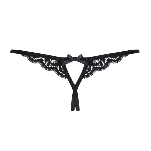 Obsessive - tanga abierto de encaje con lazo pequeño - negro - L/XL