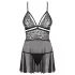 Obsessive - babydoll de encaje transparente - negro - set