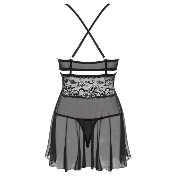 Obsessive - babydoll de encaje transparente - negro - set