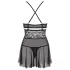 Obsessive - babydoll de encaje transparente - negro - set