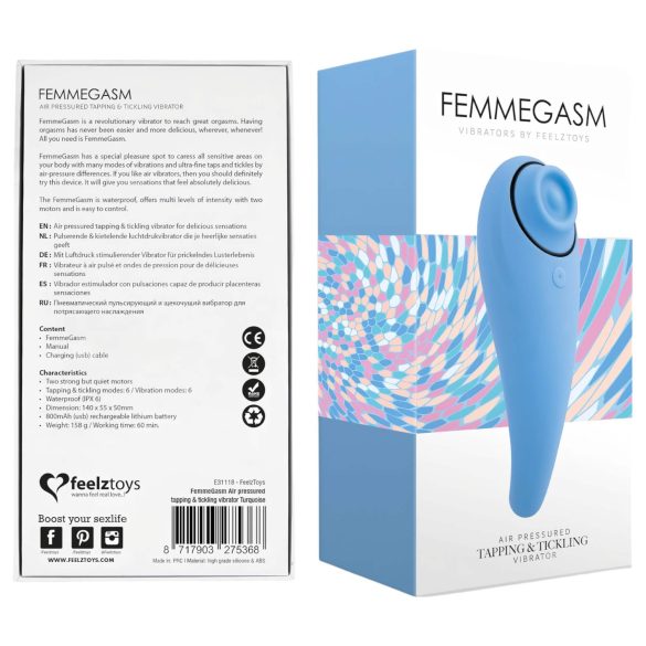 FEELZTOYS Femmegasm - Vibrador 2 en 1 recargable para clítoris (azul)