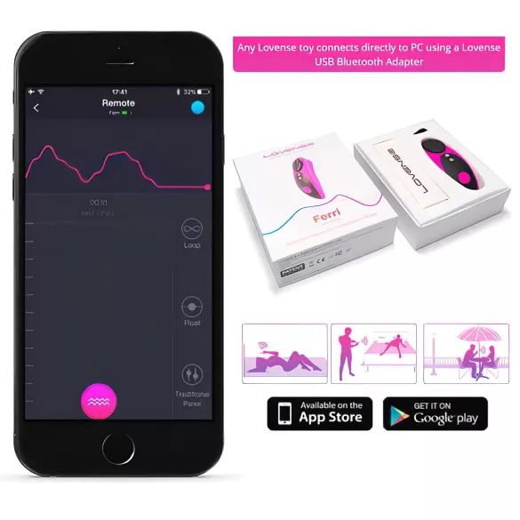 Lovense Ferri - vibrador de clítoris portátil controlado por app (negro y rosa)