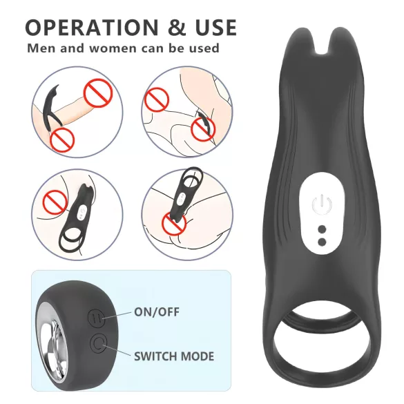 Aixiasia Hoody B - anillo para pene recargable control remoto silicona negro