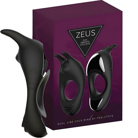FEELZTOYS Zeus - anillo vibrador recargable para pene (negro)