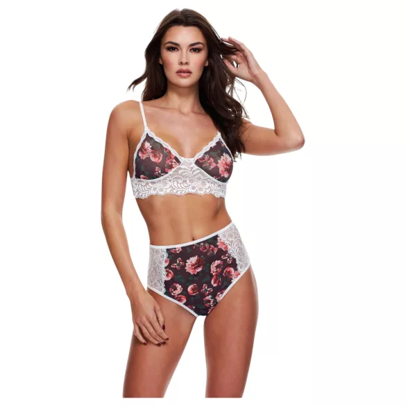 Baci - conjunto de encaje floral, tiro alto - M/L