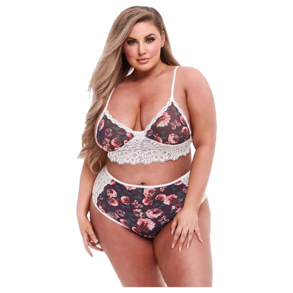 Baci Plus Size - set de sujetador floral y encaje