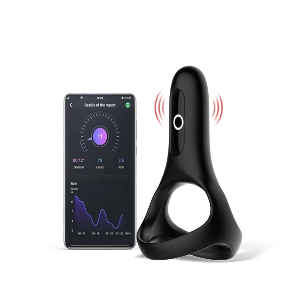 Magic Motion Rise - anillo vibrador para pene recargable inteligente - negro