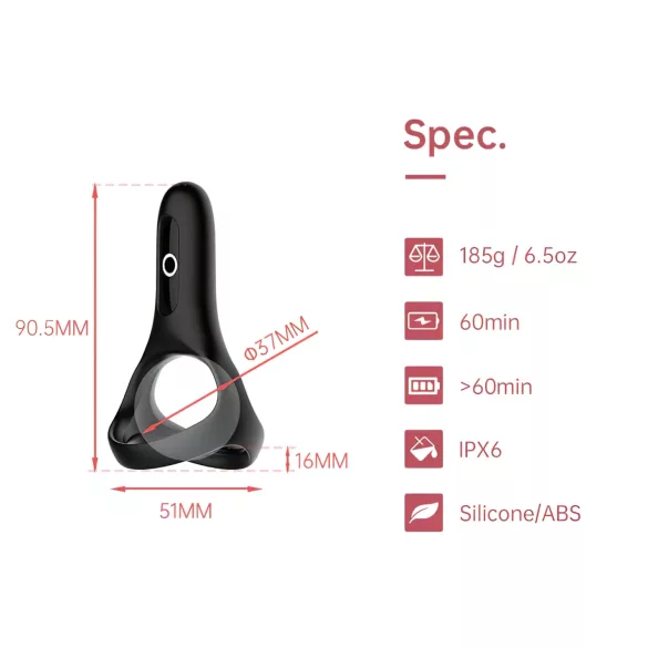 Magic Motion Rise - anillo vibrador para pene recargable inteligente - negro