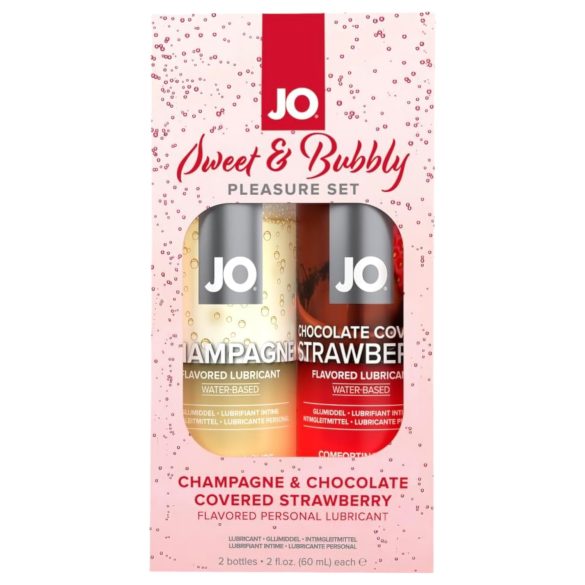 Lubricante JO System Sweet & Bubble: champán-chocolate-fresa (2 uds.)