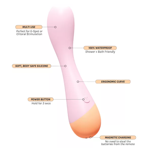 Vush Peachy G-Spot - vibrador punto G recargable silicona rosa