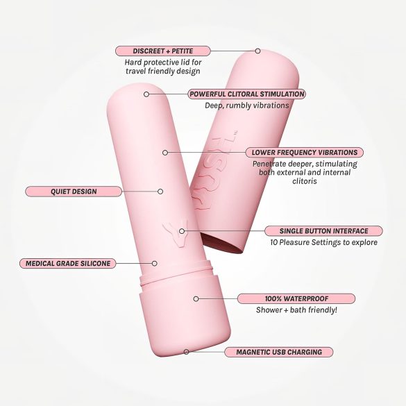 Vush Pop Gloss - mini vibrador recargable impermeable - silicona rosa