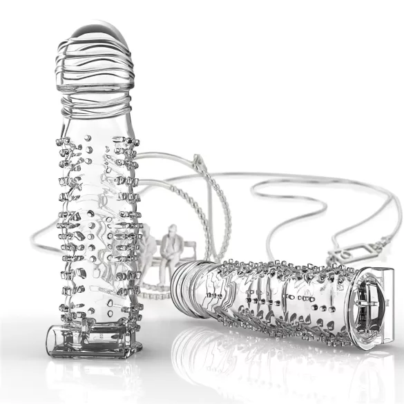 Lonely - funda pene vibradora con texturas - silicona transparente