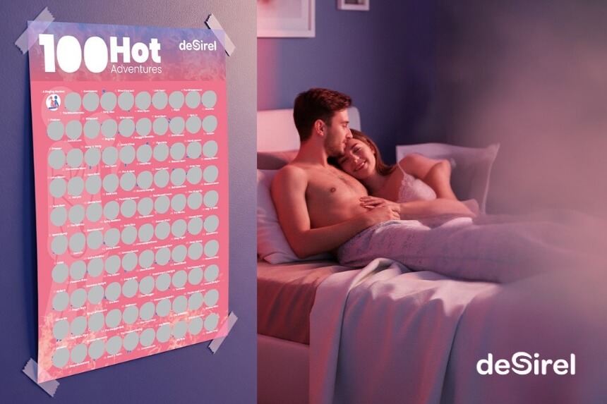 Explora las 100 posiciones sexuales con el Póster Rascable Desirel | Sex Shop Desirel.es