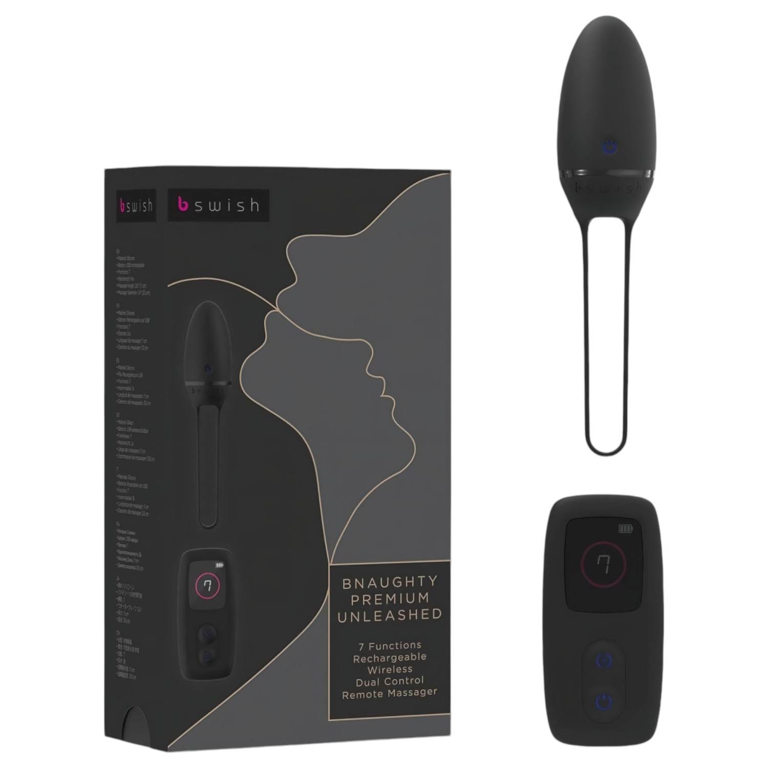 B SWISH Premium - huevo vibrador inalámbrico recargable (negro)